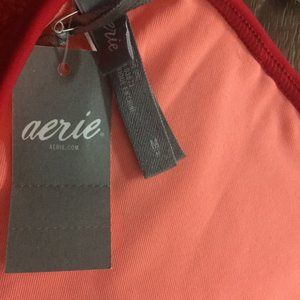 aerie Swim - NWT aerie Swim Coral Red Fringe Lace Halter Crop M aerie Swim - NWT aerie Swim Coral Red Fringe Lace Halter Crop M